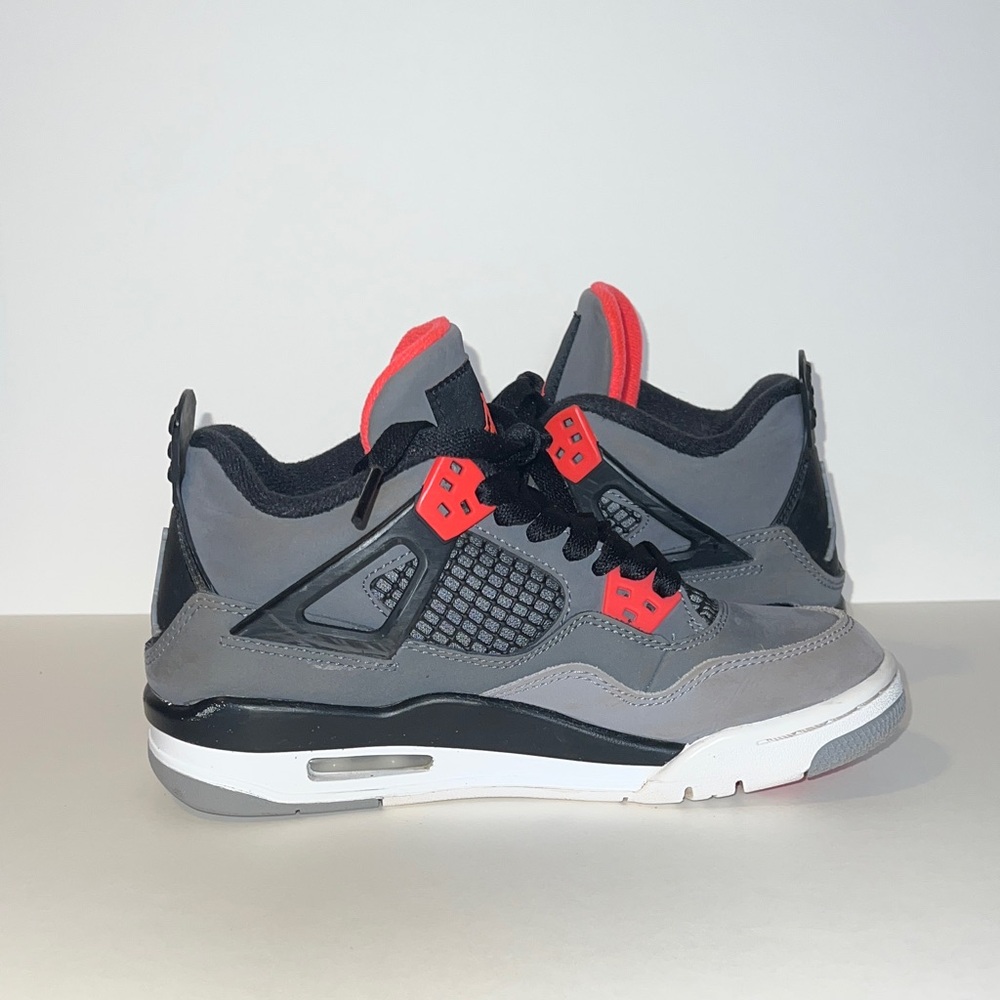 Air Jordan Flight 4 Retro "Infrared" Black Grey Red Youth GS Size 3.5Y - Picture 6 of 10